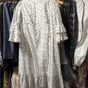 Liberty Floral Long Sleeve Dress - White and Green